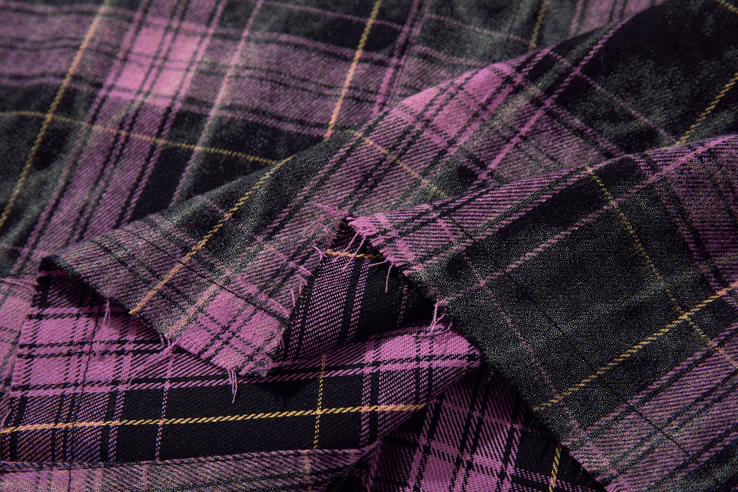 Washed Tie-Dye Plaid Short Sleeve Shirt WN25748