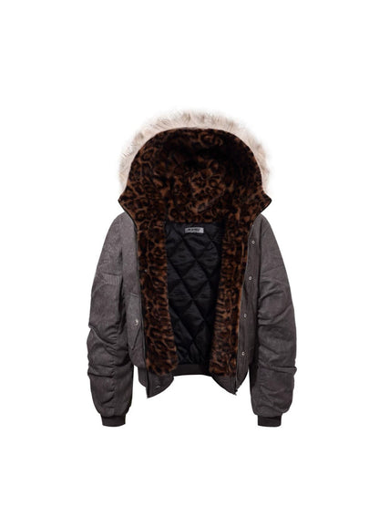 Detachable Fake Fur Hooded Puffer Jacket WN28069