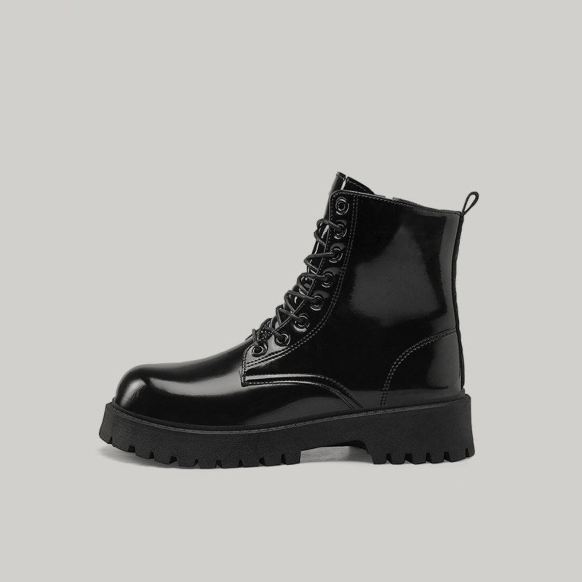 Glossy Platform Lace-Up Combat Boots WN23430