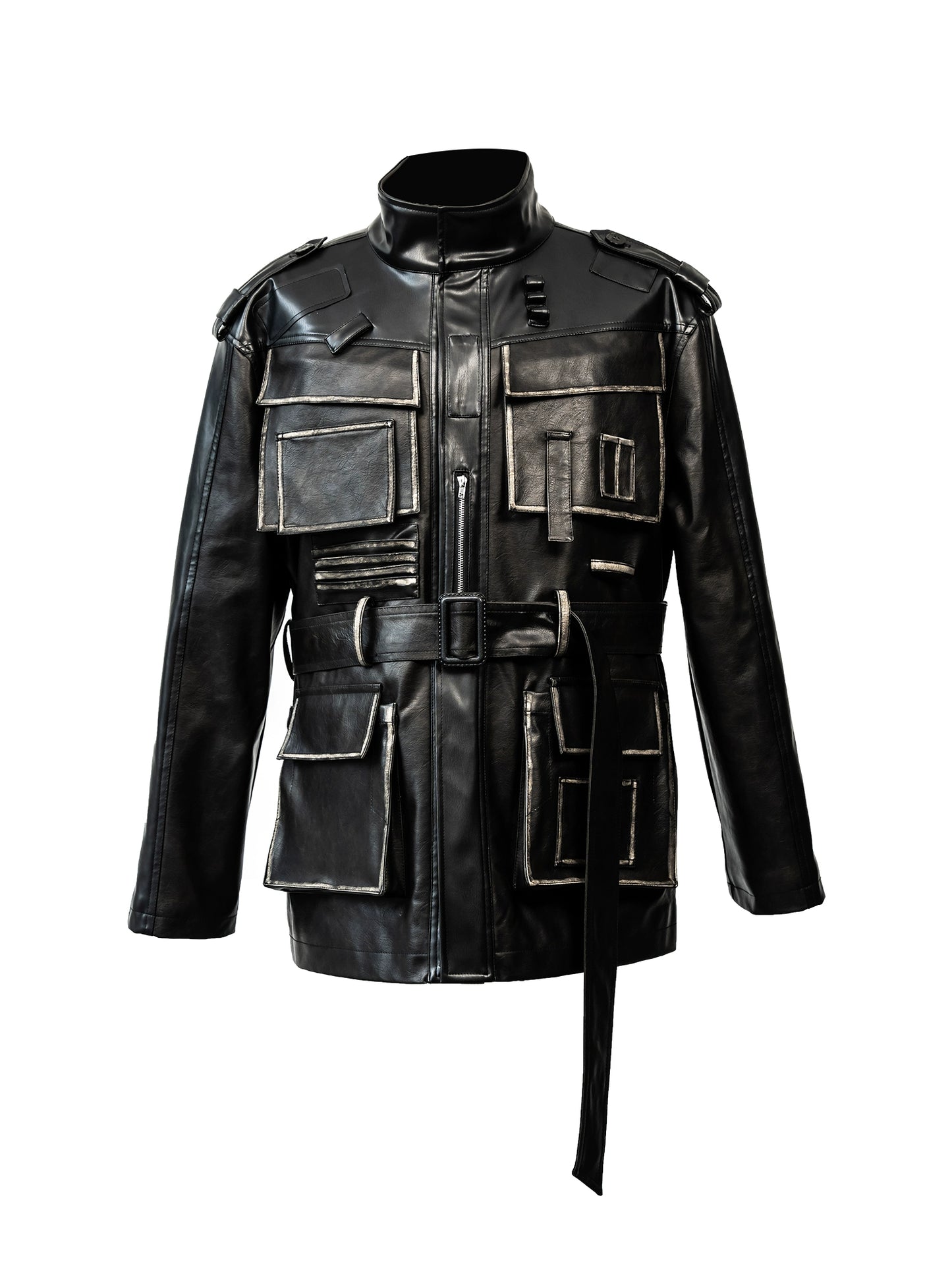 Handmade Brushed PU Leather Jacket WN11887