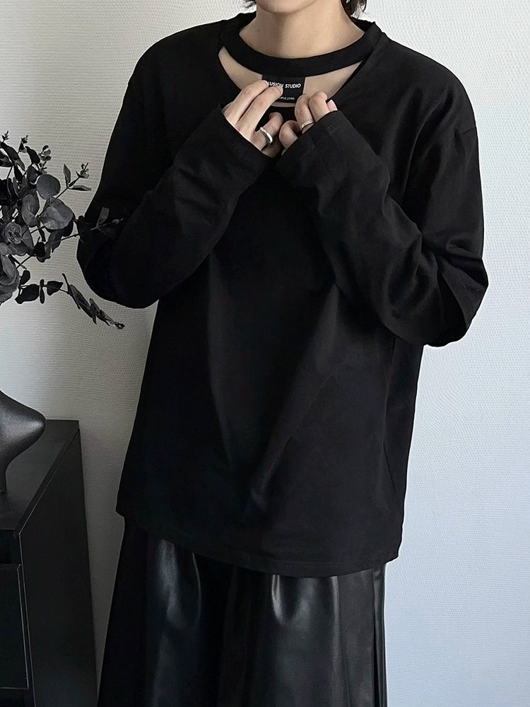 Deconstructed Hollow-Out Long Sleeve T-Shirt WN19366