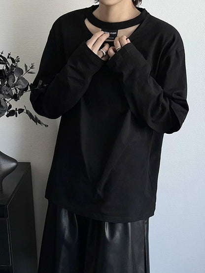 Deconstructed Hollow-Out Long Sleeve T-Shirt WN19366