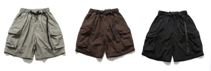 Multi-Pocket Wide Leg Cargo Half Pants WN26812