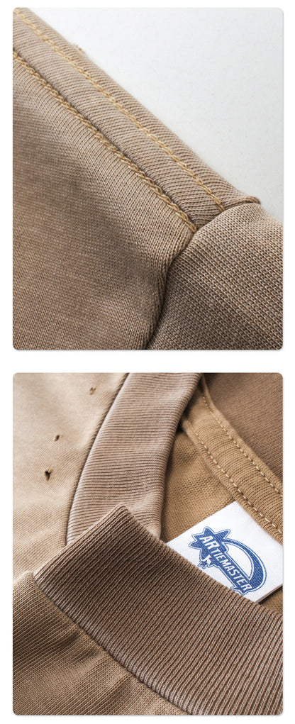 Spray Dyeing Round Neck Short Sleeve T-Shirt WN7806