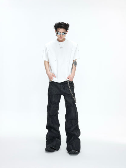 Deconstruction Rivet Shoulder Pad Boxy Short Sleeve T-Shirt WN26974