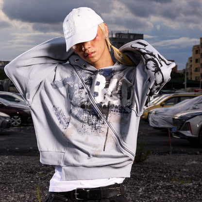 Oversize Graphic Zipper Hoodie WN27116
