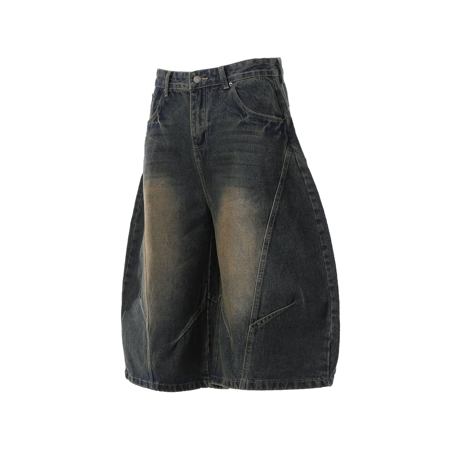 Washed Whisker Curved Cropped Denim Jeans WN25531