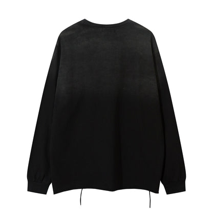 Metallic Detail Washed Gradient Long Sleeve T-Shirt WN11579