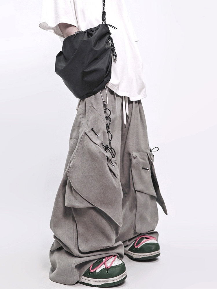 Multi-Pocket Curved Seam Wide Leg Pants WN24025