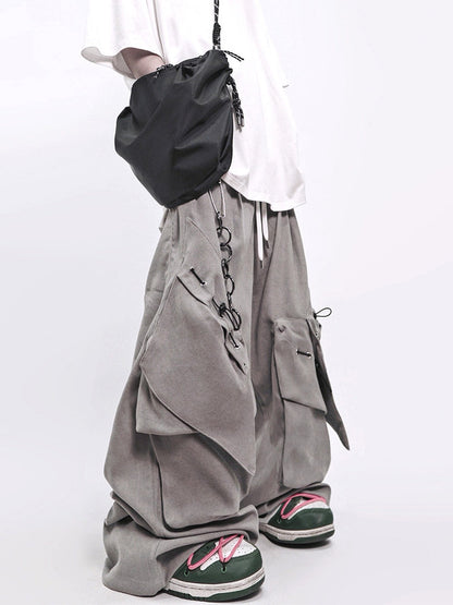 Multi-Pocket Curved Seam Wide Leg Pants WN24025