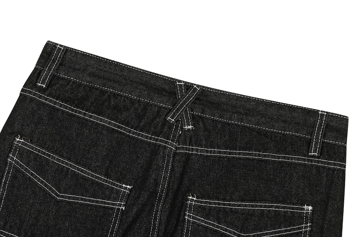 Contrast Stitch Bandana Patch Wide Leg Denim Jeans WN25979