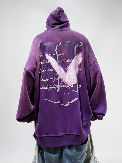 Butterfly Design Oversize Pullover Hoodie WN23987