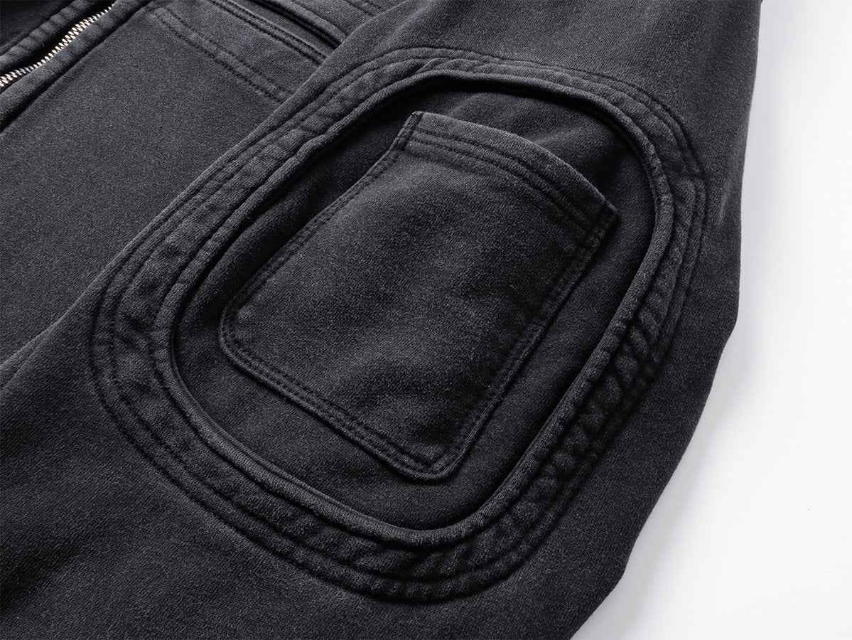 Heavyweight Wash Damage Zipper Hoodie WN25592