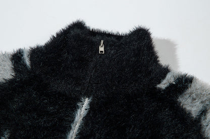 Colorblock Butterfly High-Neck Oversize Knit Cardigan WN11392