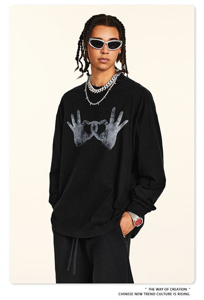 Gesture Print Long Sleeve T-Shirt WN7896