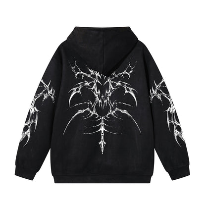 Gothic Graphic Kangaroo Pocket Hoodie WN26950
