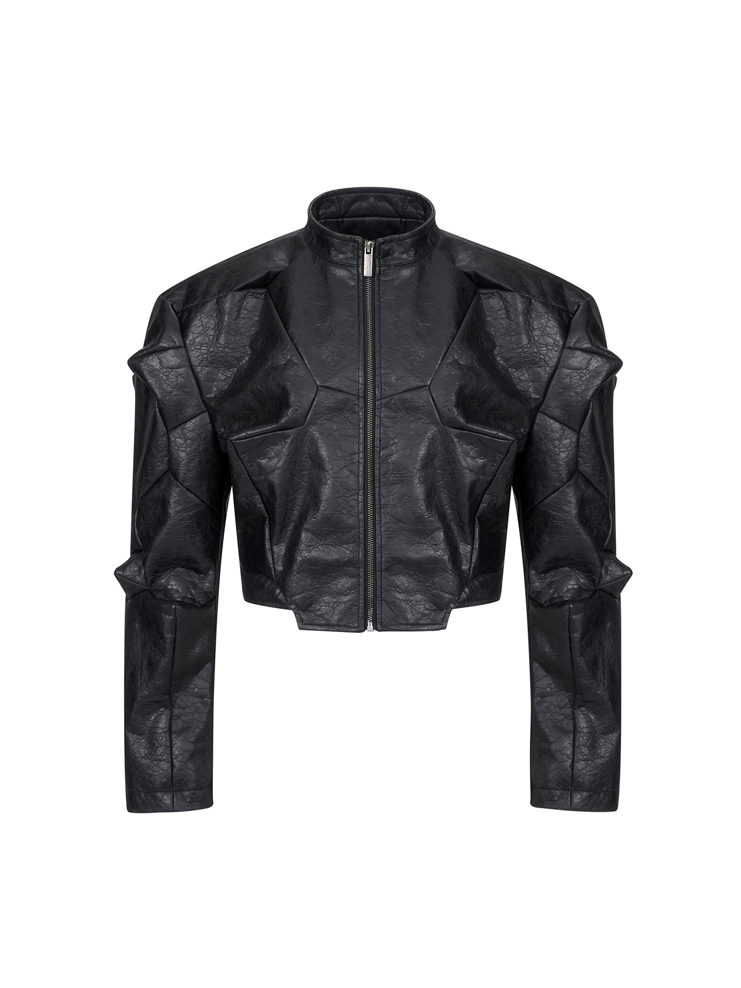 Deconstruction PU Leather Jacket & Wide Leg Pants Setup WN20949