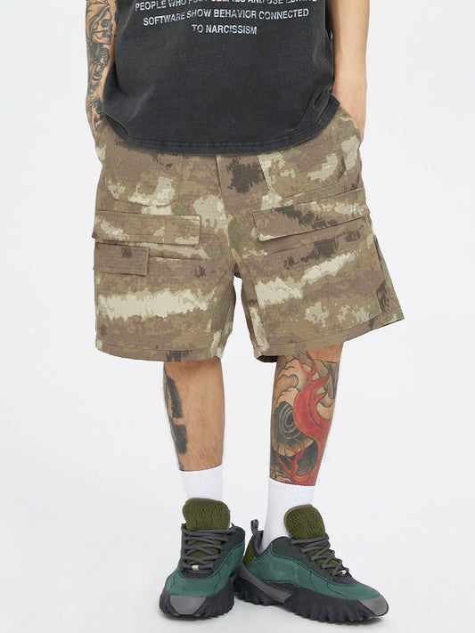 Camouflage Multi-Pocket Straight Cargo Short Pants WN12251