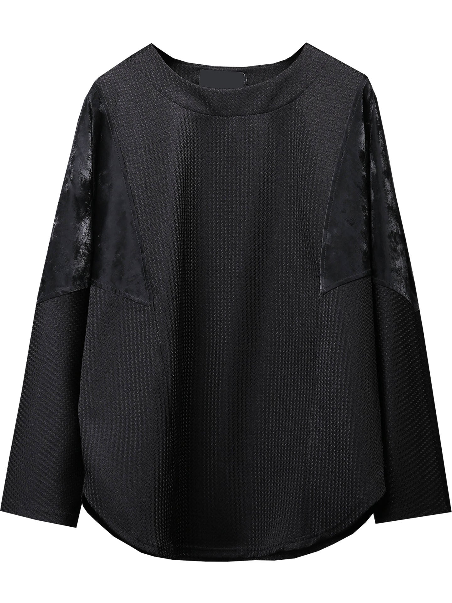 PU Leather Batwing Long Sleeve T-Shirt WN22558