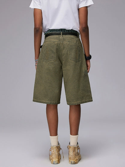 Zipper Design Washed Denim Half Jeans WN17804