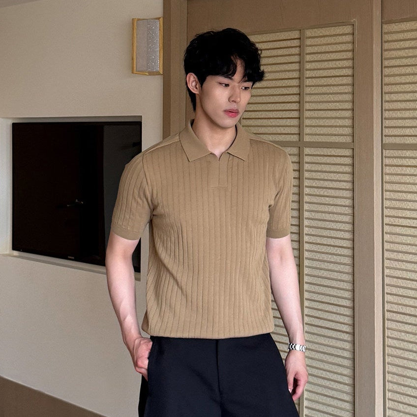 Rib Knit Short Sleeve Polo Shirt WN24951