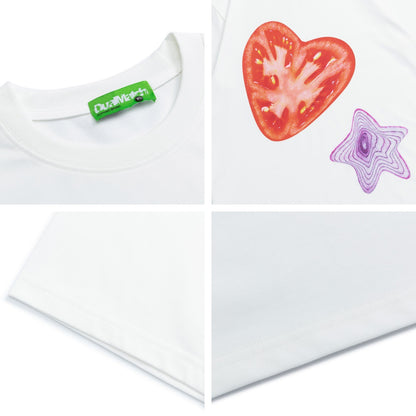 Heart Tomato Print Oversize Short Sleeve T-Shirt WN26863