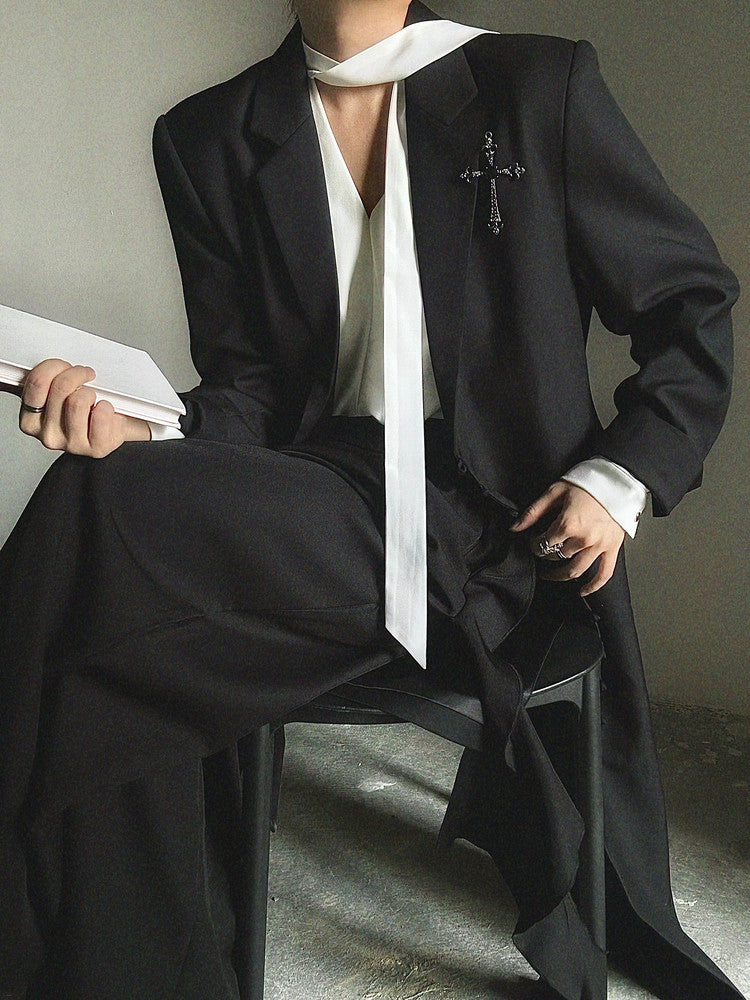 V-Neck Tie Drape Long Sleeve Shirt WN23130