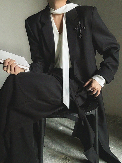 V-Neck Tie Drape Long Sleeve Shirt WN23130