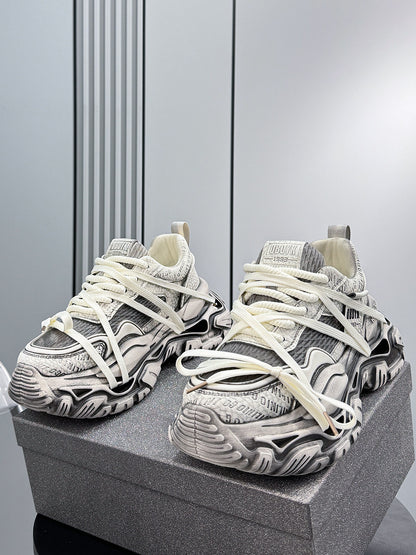 Graffiti Print Panel Chunky Sole Sneakers WN24603