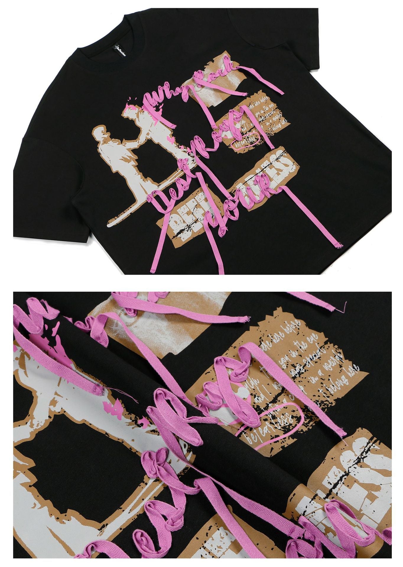 Ribbon Portrait Graphic Oversize Short Sleeve T-Shirt WN26335
