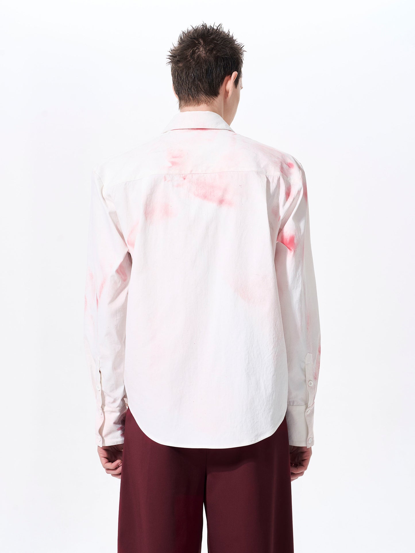 Spider Embroidery Fishbone Shoulder-Pad Long Sleeve Shirt WN23273