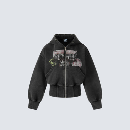 Gothic Oversize Zipper Hoodie WN27799