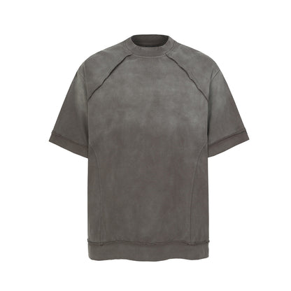 Washed Damage Raw Edge Short Sleeve T-Shirt WN23056