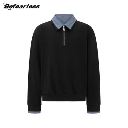 Heavyweight Fake Layered Half-Zip Polo Collar Sweatshirt WN26317
