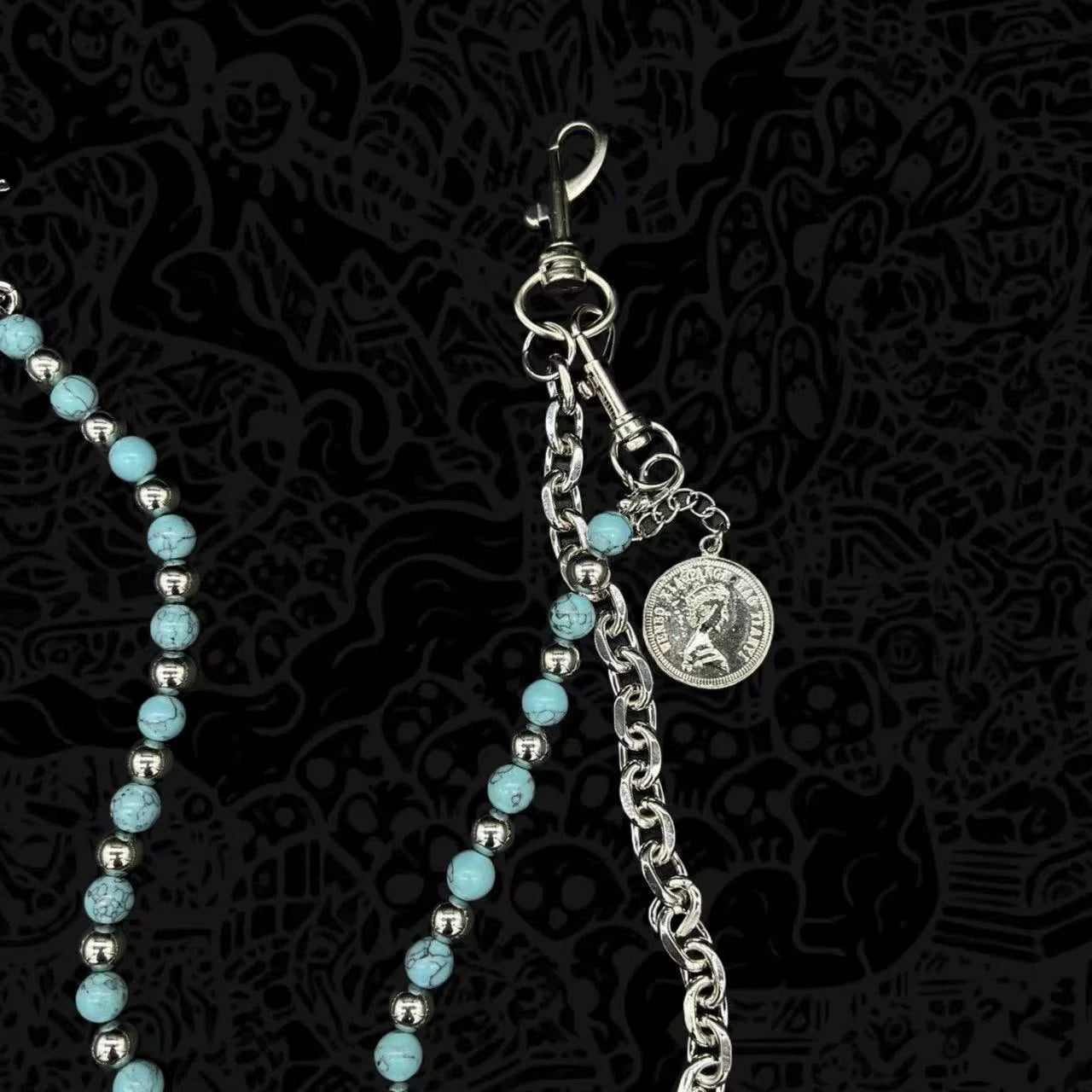 Beaded Double Chain Wallet Chain WN23191