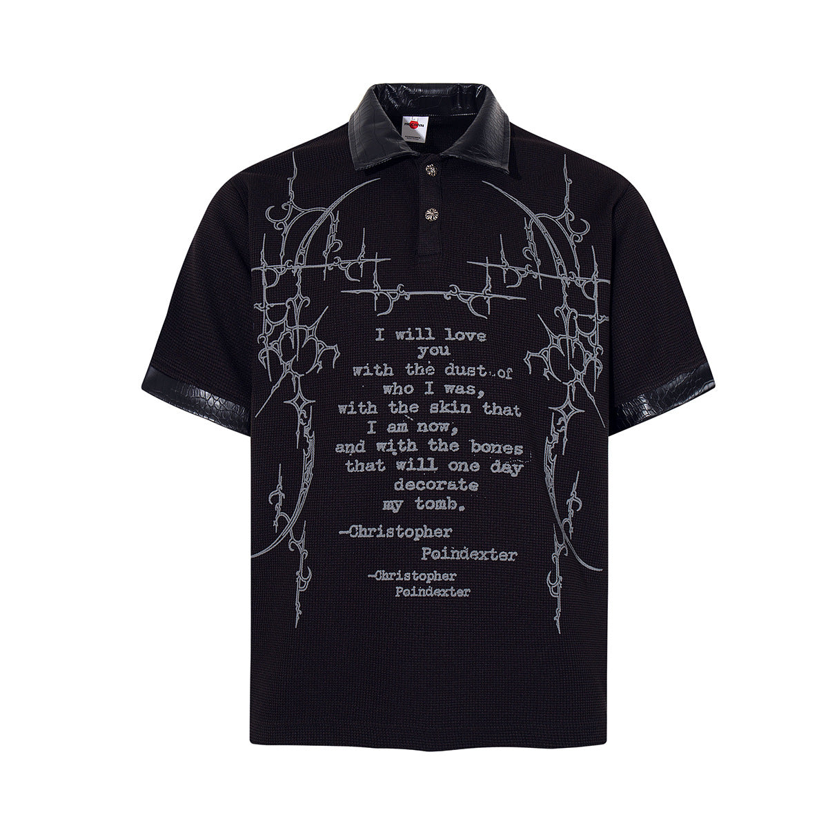 Thorn Waffle Patchwork Short Sleeve Polo Shirt WN25604