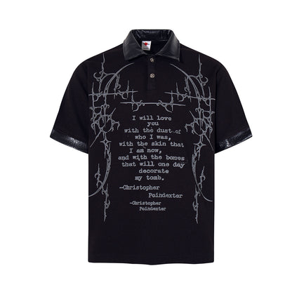 Thorn Waffle Patchwork Short Sleeve Polo Shirt WN25604