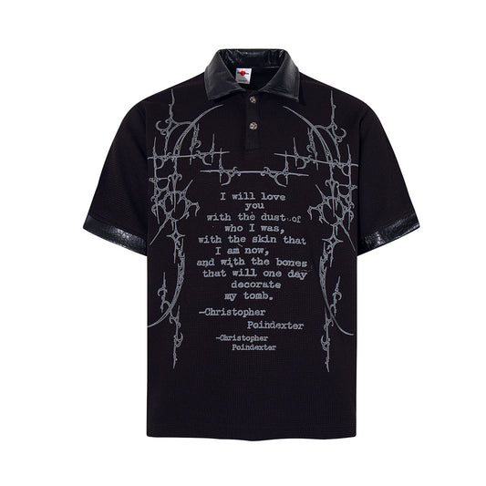 Thorn Waffle Patchwork Short Sleeve Polo Shirt WN25604