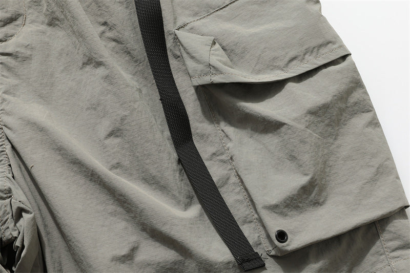 Multi-Pocket Wide Leg Cargo Half Pants WN26812