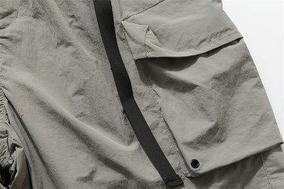 Multi-Pocket Wide Leg Cargo Half Pants WN26812