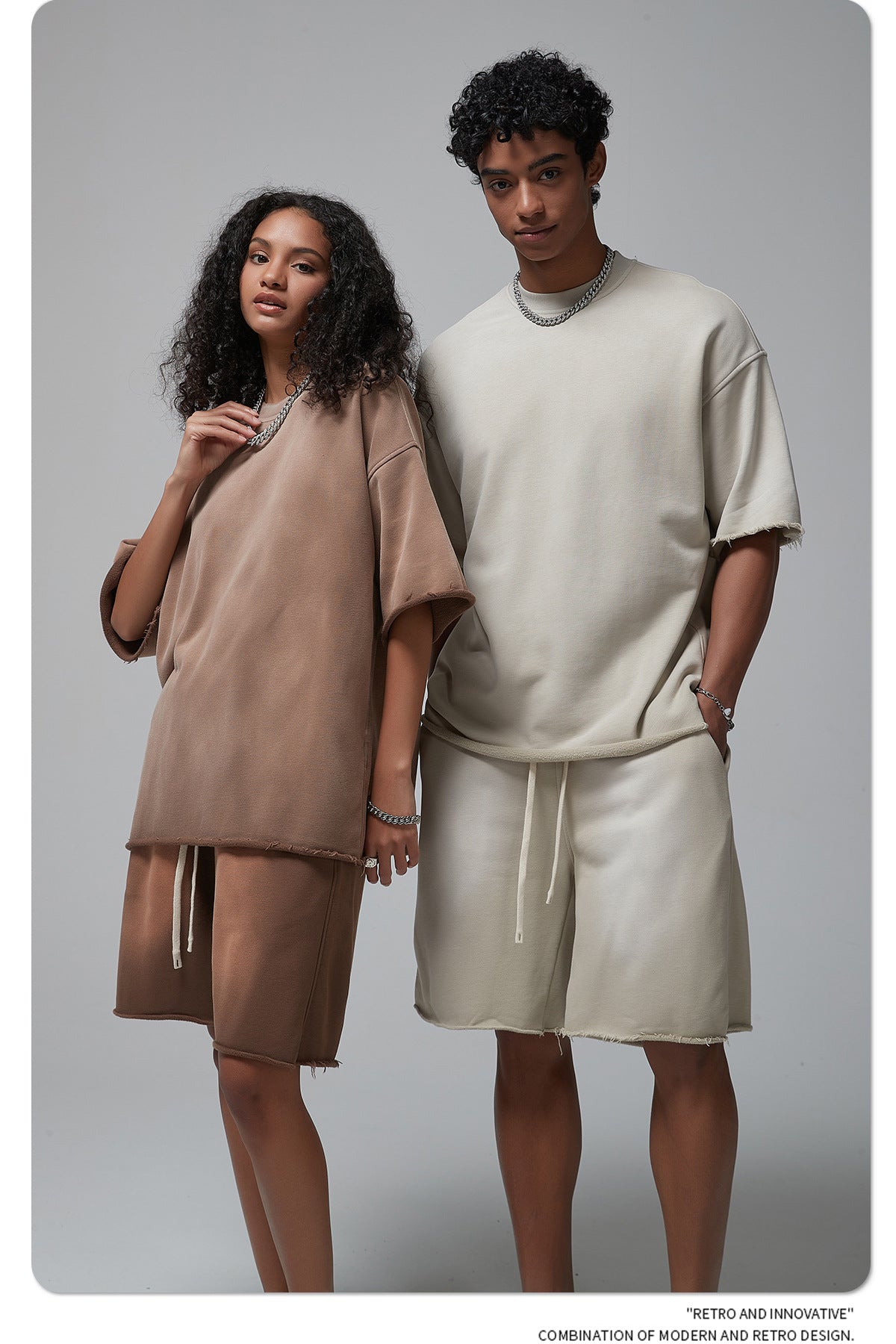 Oversize Spray-dyed Short-sleeve T-shirt & Spray-dyed Short Sweatpants Setup WN6639