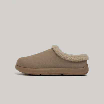 Fake Fur Trim Slip-On Warm Mules WN23469