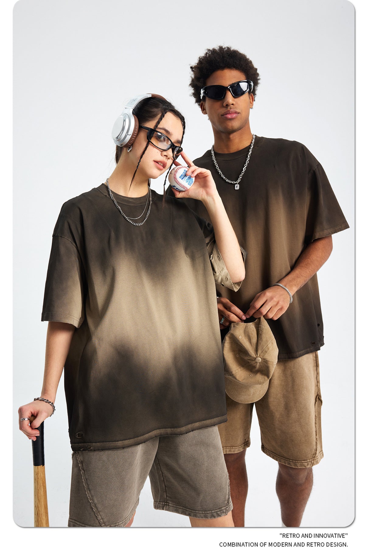 Spray Dye Washed Damage Short Sleeve T-Shirt WN16276