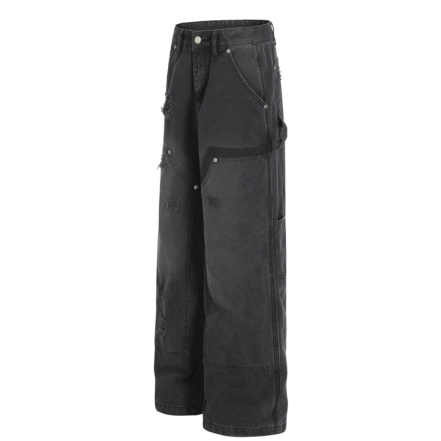 Washed Damage Wide Leg Denim Jeans WN26058