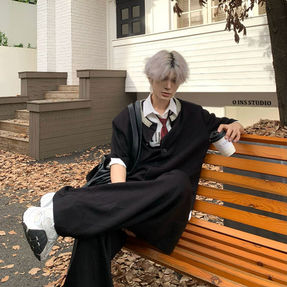 Hand-Beaded Short Sleeve Shirt & Wide Leg Sweatpants Setup WN19813