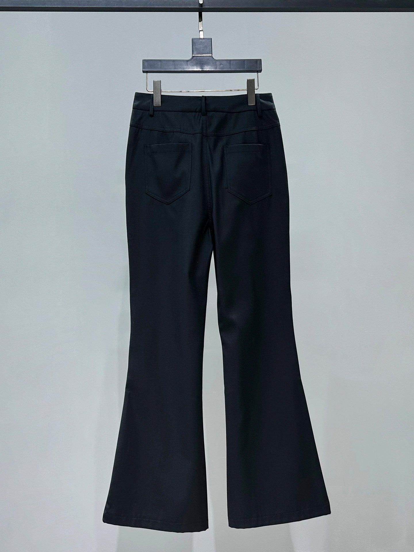 Studs Zipper Wide Leg Flare Trousers WN23951