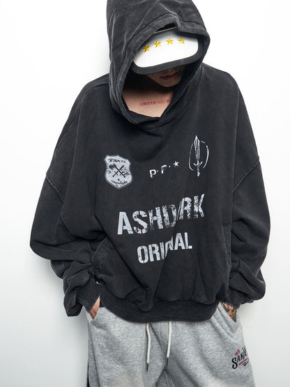 Letter Print Cropped Oversize Hoodie WN22968