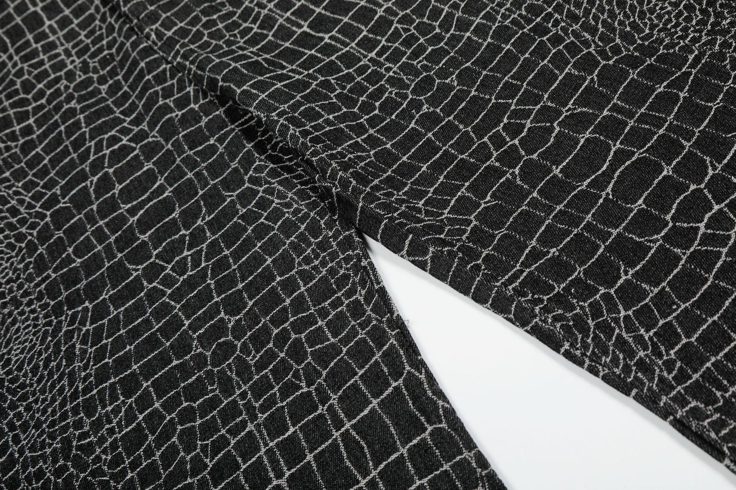 Crocodile Pattern Star Studs Wide Leg Pants WN25471