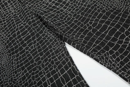 Crocodile Pattern Star Studs Wide Leg Pants WN25471