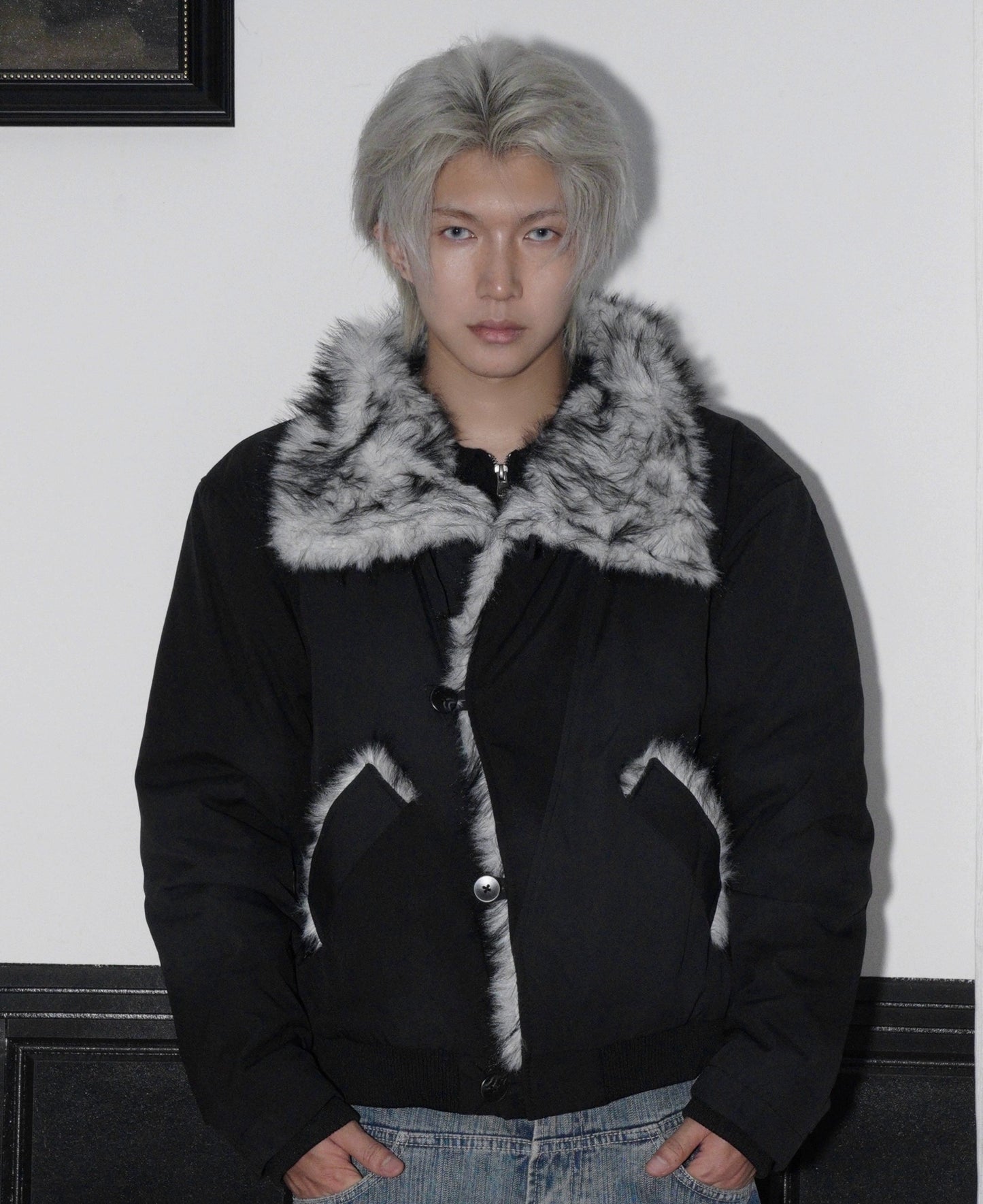 Fake Fur-Collar Bomber Jacket WN22212